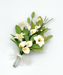 迷你手工海芋百合黏土花花束饰品